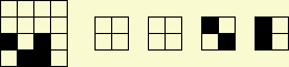 A diagram of a 4x4 region of space, which is sub-divided into 4 2x2 regions. The first 2 are identical.